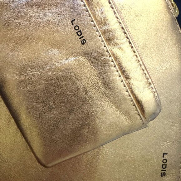 Lodis Clutch and Lodis Card Key Holder Metallic Gold Hardware NWOT - Picture 8 of 10